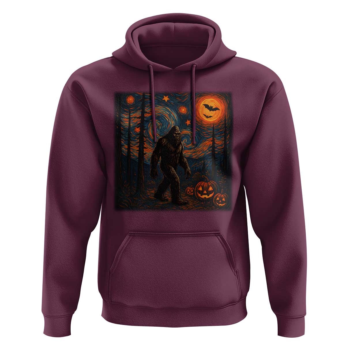 Bigfoot Starry Night Hoodie Funny Halloween Van Gogh Sasquatch Lovers - Wonder Print Shop