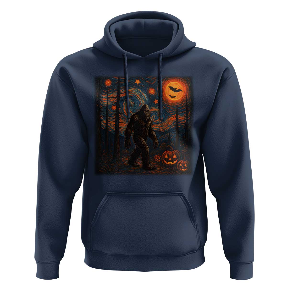 Bigfoot Starry Night Hoodie Funny Halloween Van Gogh Sasquatch Lovers - Wonder Print Shop