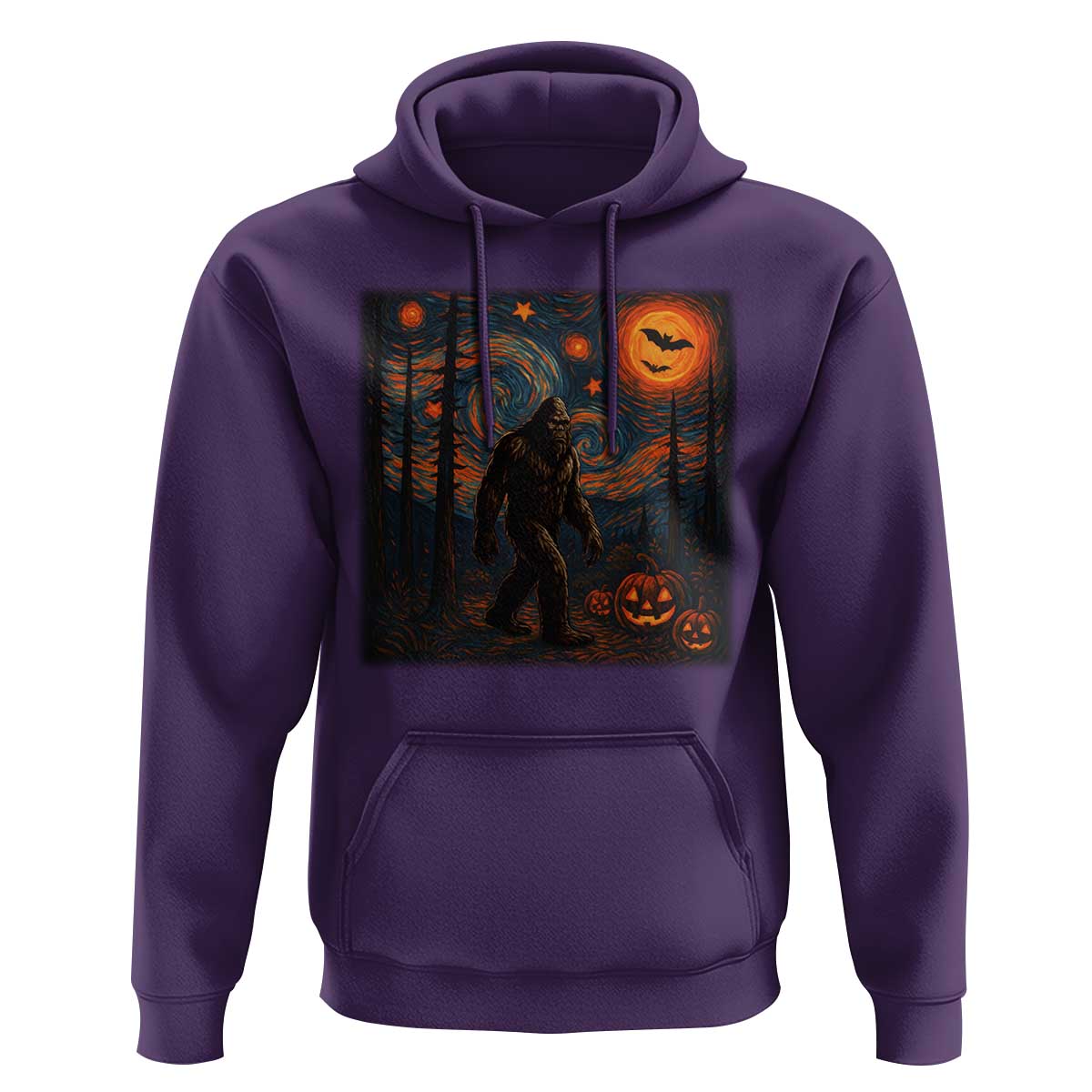 Bigfoot Starry Night Hoodie Funny Halloween Van Gogh Sasquatch Lovers - Wonder Print Shop