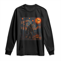 Bigfoot Starry Night Long Sleeve Shirt Funny Halloween Van Gogh Sasquatch Lovers - Wonder Print Shop