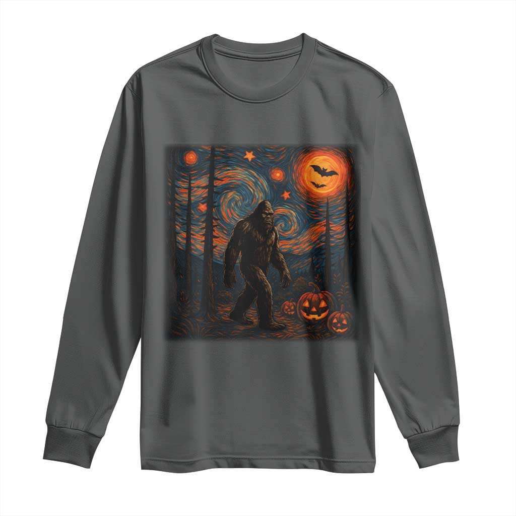 Bigfoot Starry Night Long Sleeve Shirt Funny Halloween Van Gogh Sasquatch Lovers - Wonder Print Shop