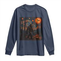 Bigfoot Starry Night Long Sleeve Shirt Funny Halloween Van Gogh Sasquatch Lovers - Wonder Print Shop