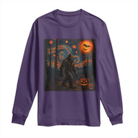 Bigfoot Starry Night Long Sleeve Shirt Funny Halloween Van Gogh Sasquatch Lovers - Wonder Print Shop