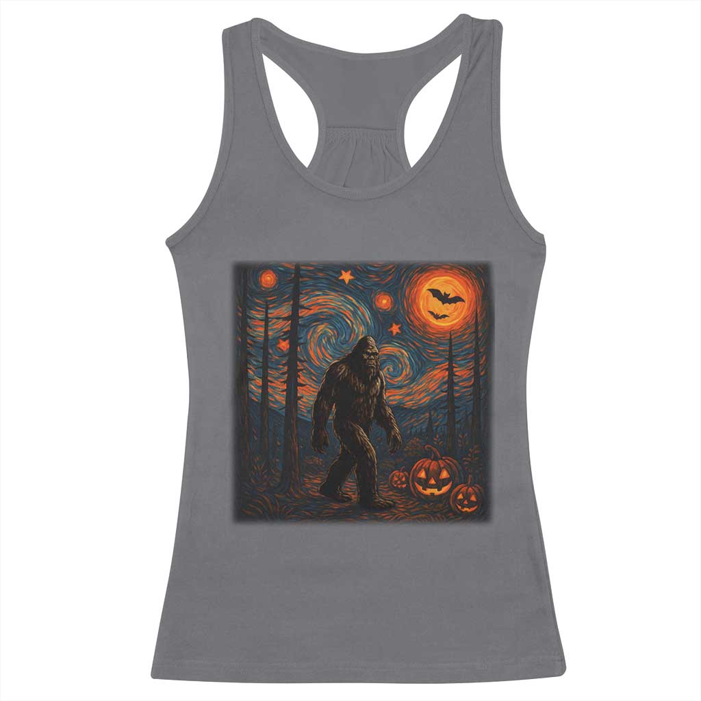 Bigfoot Starry Night Racerback Tank Top Funny Halloween Van Gogh Sasquatch Lovers - Wonder Print Shop