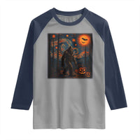 Bigfoot Starry Night Raglan Shirt Funny Halloween Van Gogh Sasquatch Lovers - Wonder Print Shop