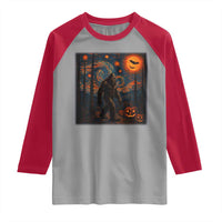 Bigfoot Starry Night Raglan Shirt Funny Halloween Van Gogh Sasquatch Lovers - Wonder Print Shop