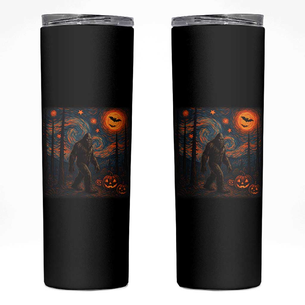 Bigfoot Starry Night Skinny Tumbler Funny Halloween Van Gogh Sasquatch Lovers - Wonder Print Shop