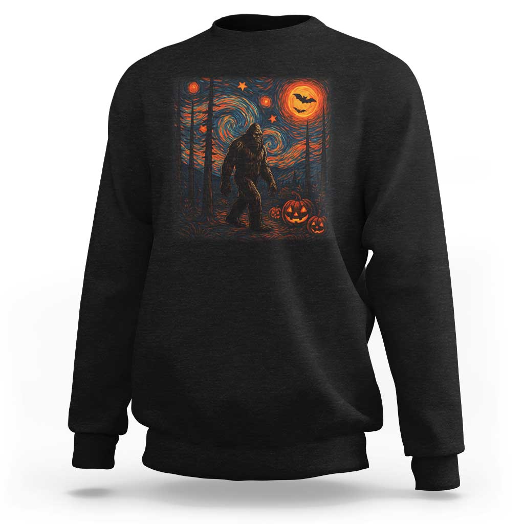 Bigfoot Starry Night Sweatshirt Funny Halloween Van Gogh Sasquatch Lovers - Wonder Print Shop