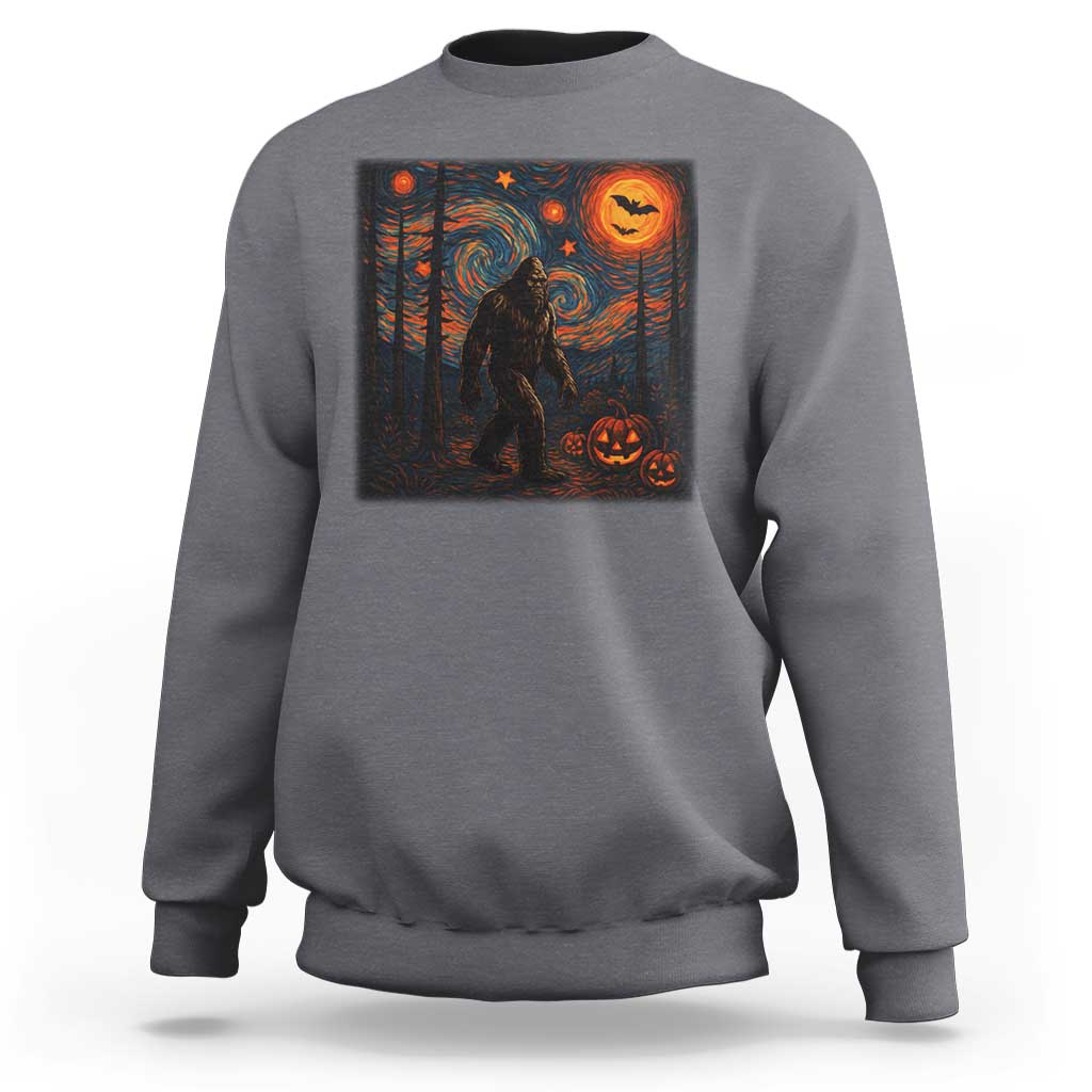 Bigfoot Starry Night Sweatshirt Funny Halloween Van Gogh Sasquatch Lovers - Wonder Print Shop