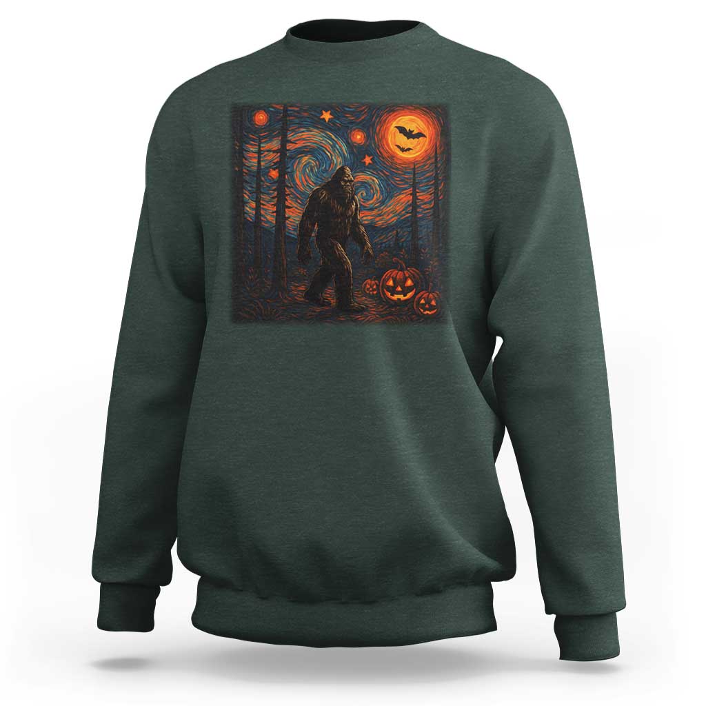 Bigfoot Starry Night Sweatshirt Funny Halloween Van Gogh Sasquatch Lovers - Wonder Print Shop