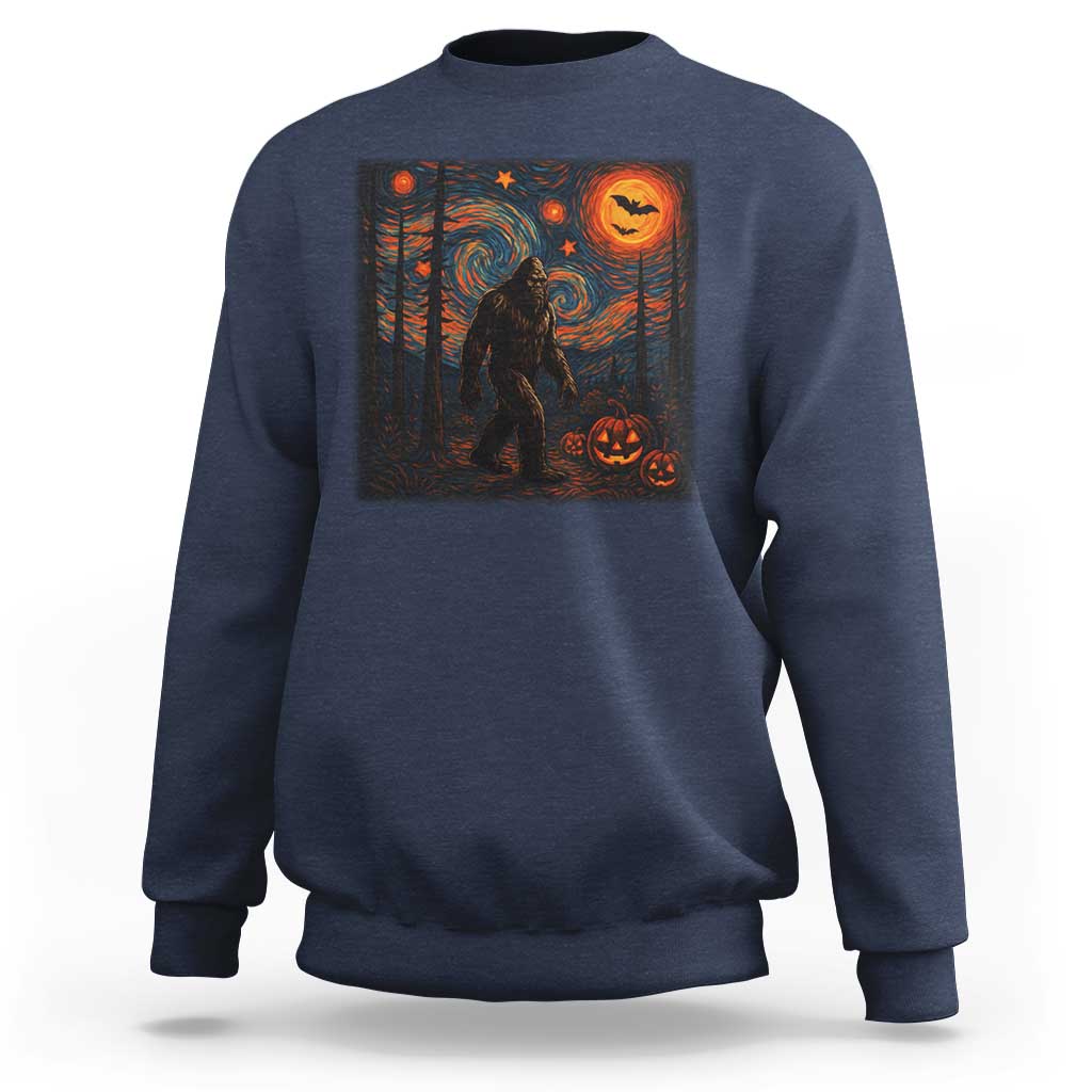 Bigfoot Starry Night Sweatshirt Funny Halloween Van Gogh Sasquatch Lovers - Wonder Print Shop
