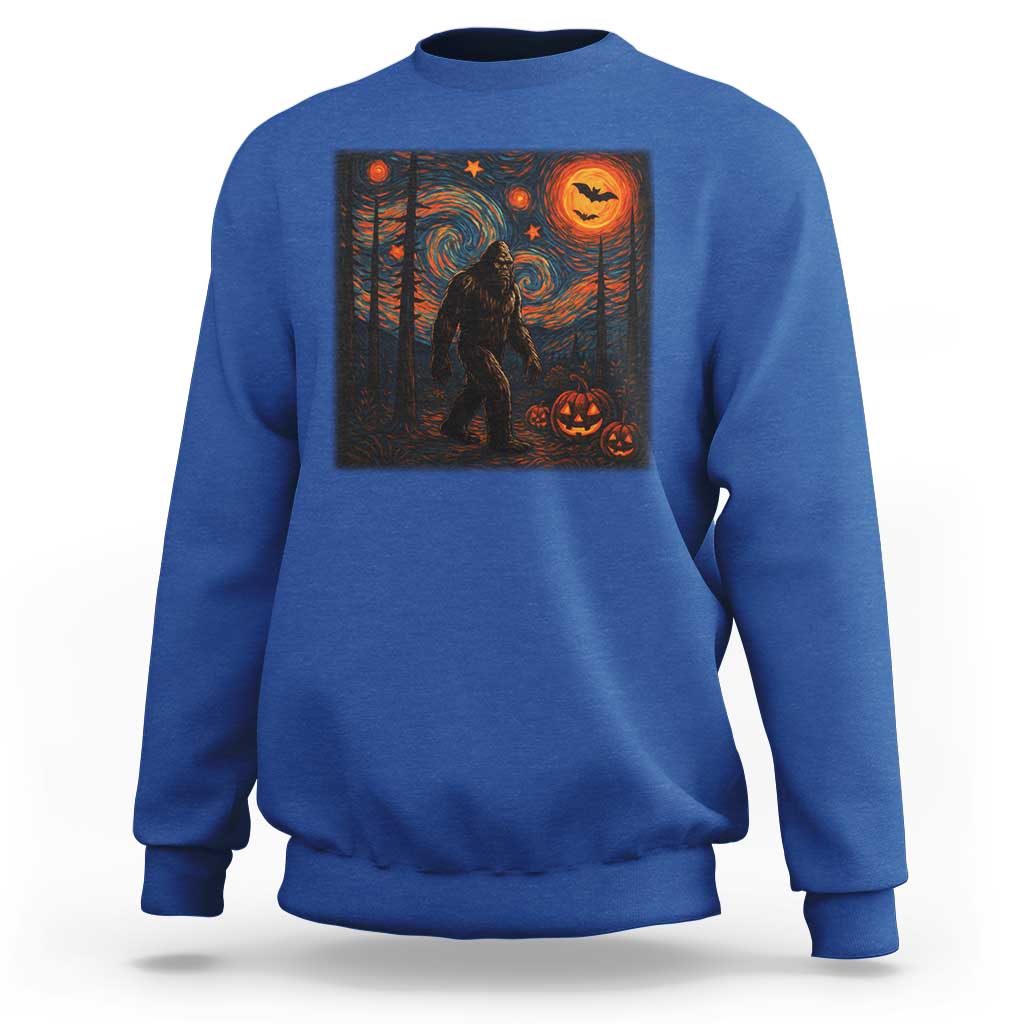 Bigfoot Starry Night Sweatshirt Funny Halloween Van Gogh Sasquatch Lovers - Wonder Print Shop