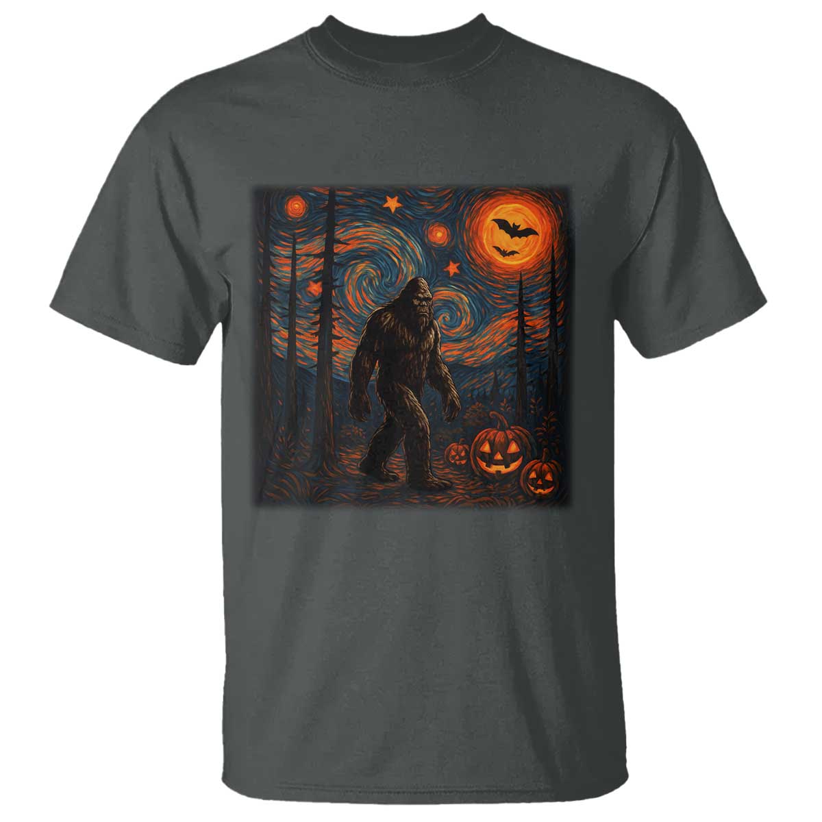 Bigfoot Starry Night T Shirt Funny Halloween Van Gogh Sasquatch Lovers - Wonder Print Shop