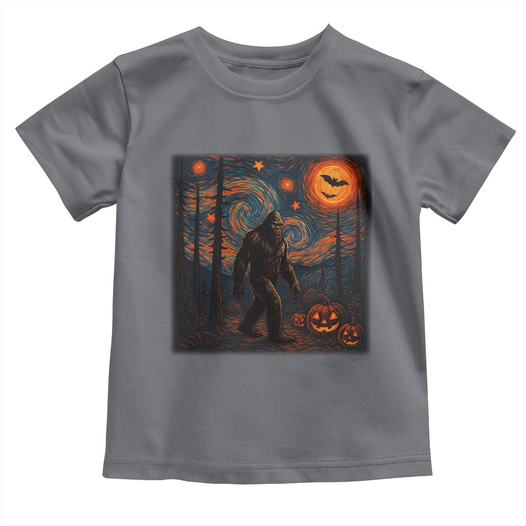 Bigfoot Starry Night Toddler T Shirt Funny Halloween Van Gogh Sasquatch Lovers - Wonder Print Shop