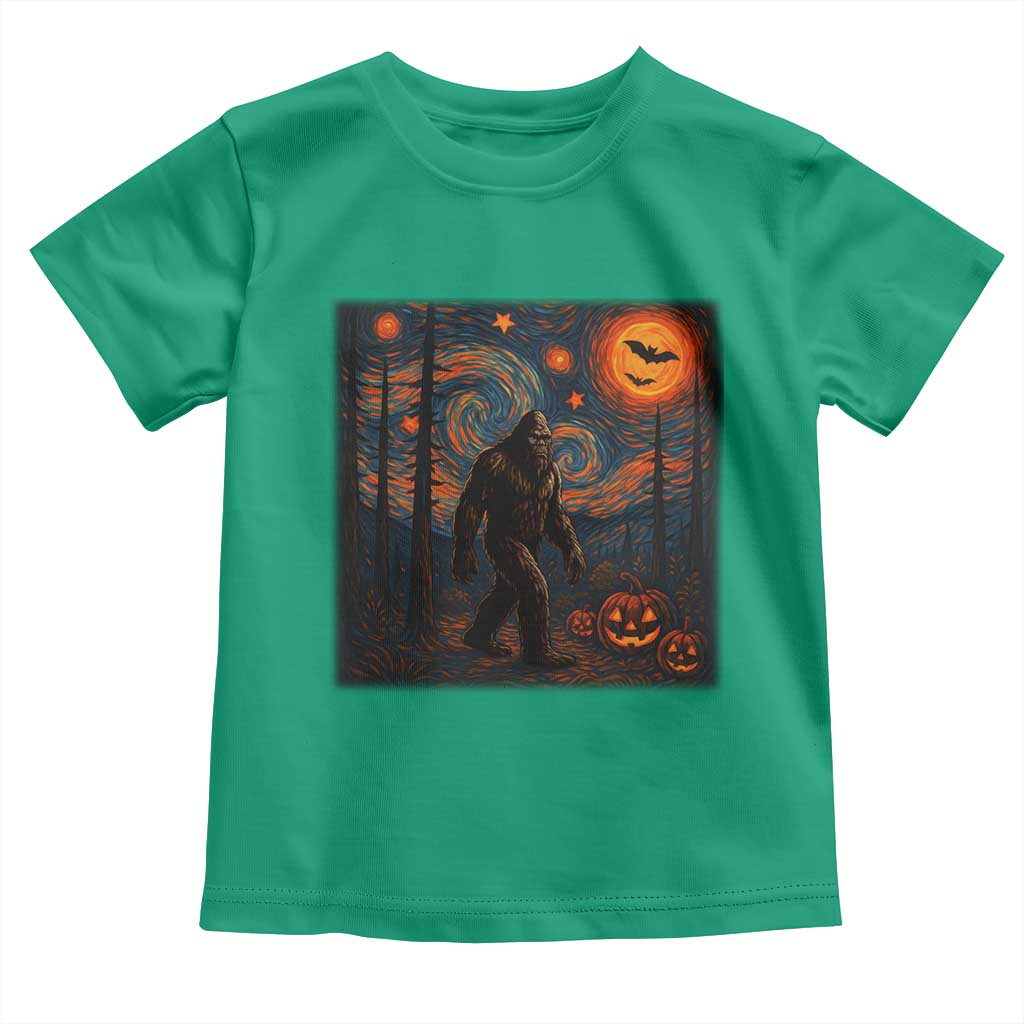 Bigfoot Starry Night Toddler T Shirt Funny Halloween Van Gogh Sasquatch Lovers - Wonder Print Shop