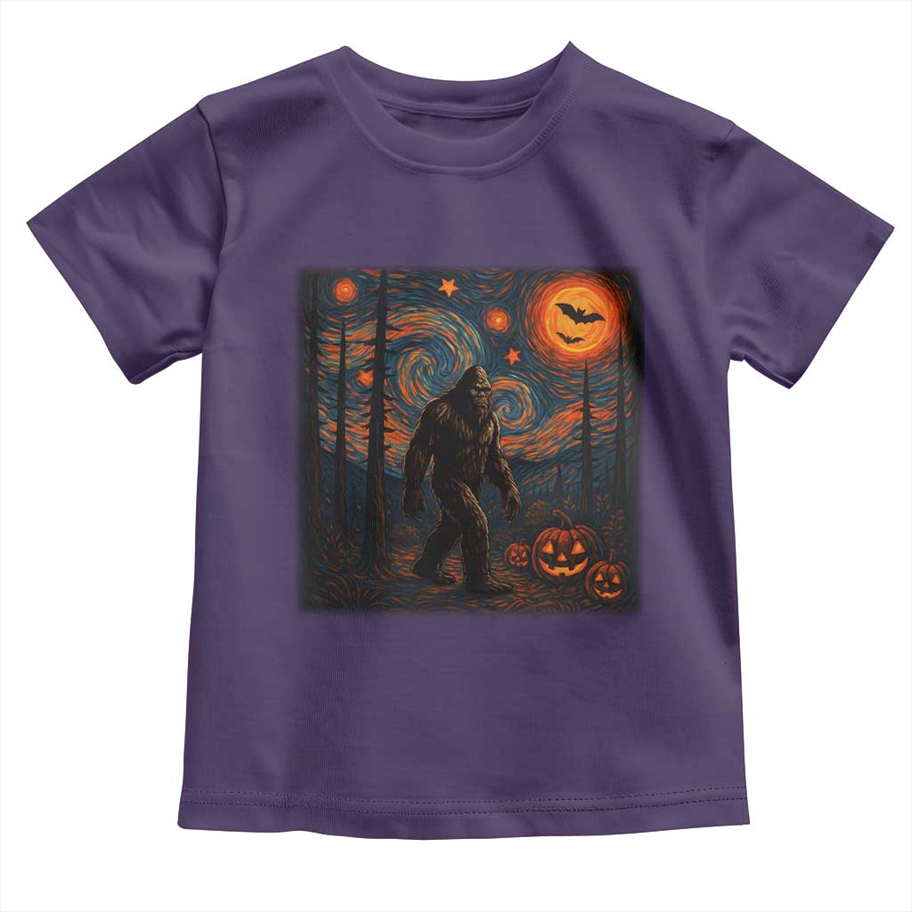 Bigfoot Starry Night Toddler T Shirt Funny Halloween Van Gogh Sasquatch Lovers - Wonder Print Shop