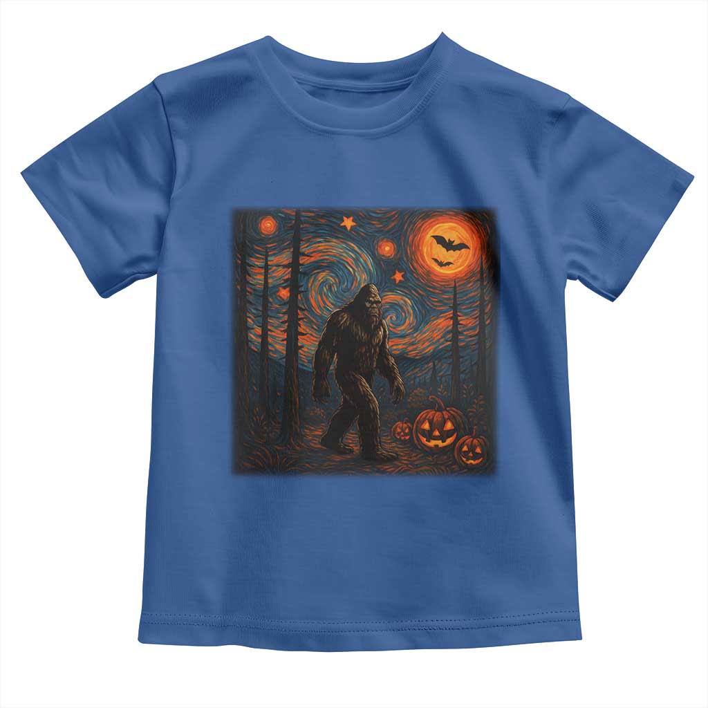 Bigfoot Starry Night Toddler T Shirt Funny Halloween Van Gogh Sasquatch Lovers - Wonder Print Shop