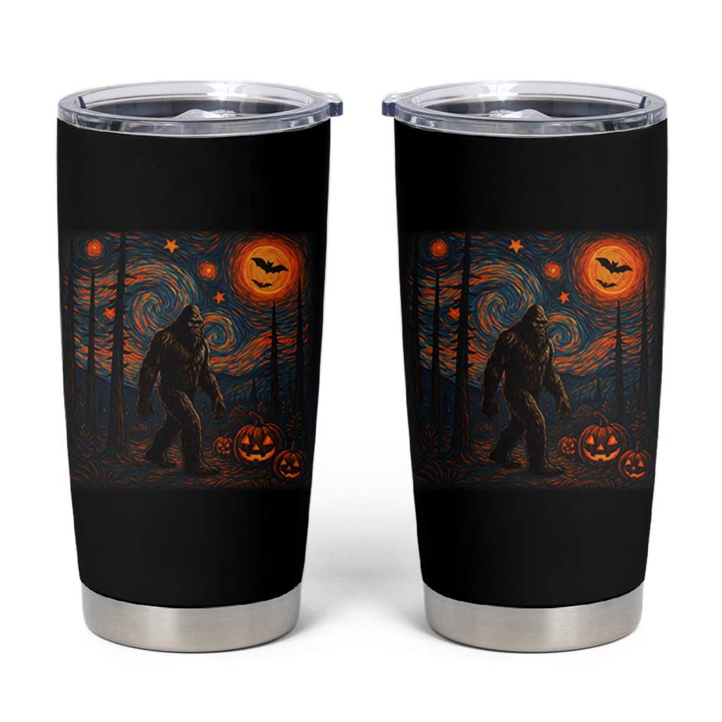 Bigfoot Starry Night Tumbler Cup Funny Halloween Van Gogh Sasquatch Lovers - Wonder Print Shop