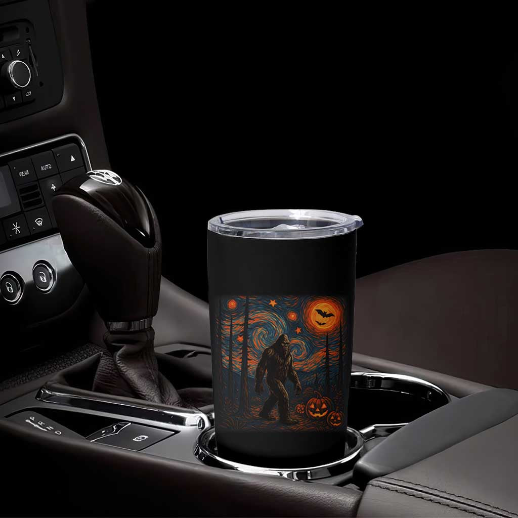Bigfoot Starry Night Tumbler Cup Funny Halloween Van Gogh Sasquatch Lovers - Wonder Print Shop
