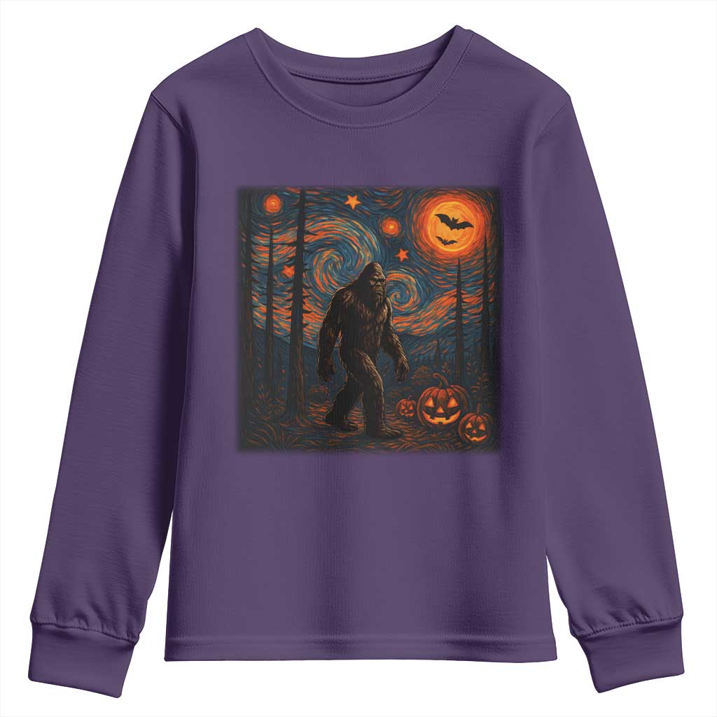 Bigfoot Starry Night Youth Sweatshirt Funny Halloween Van Gogh Sasquatch Lovers - Wonder Print Shop