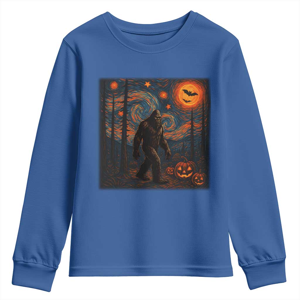Bigfoot Starry Night Youth Sweatshirt Funny Halloween Van Gogh Sasquatch Lovers - Wonder Print Shop