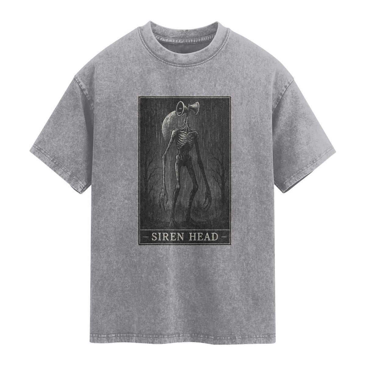Siren Head Washed Cotton T-Shirt Tarot Card Horror American Cryptid