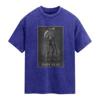 Siren Head Washed Cotton T-Shirt Tarot Card Horror American Cryptid