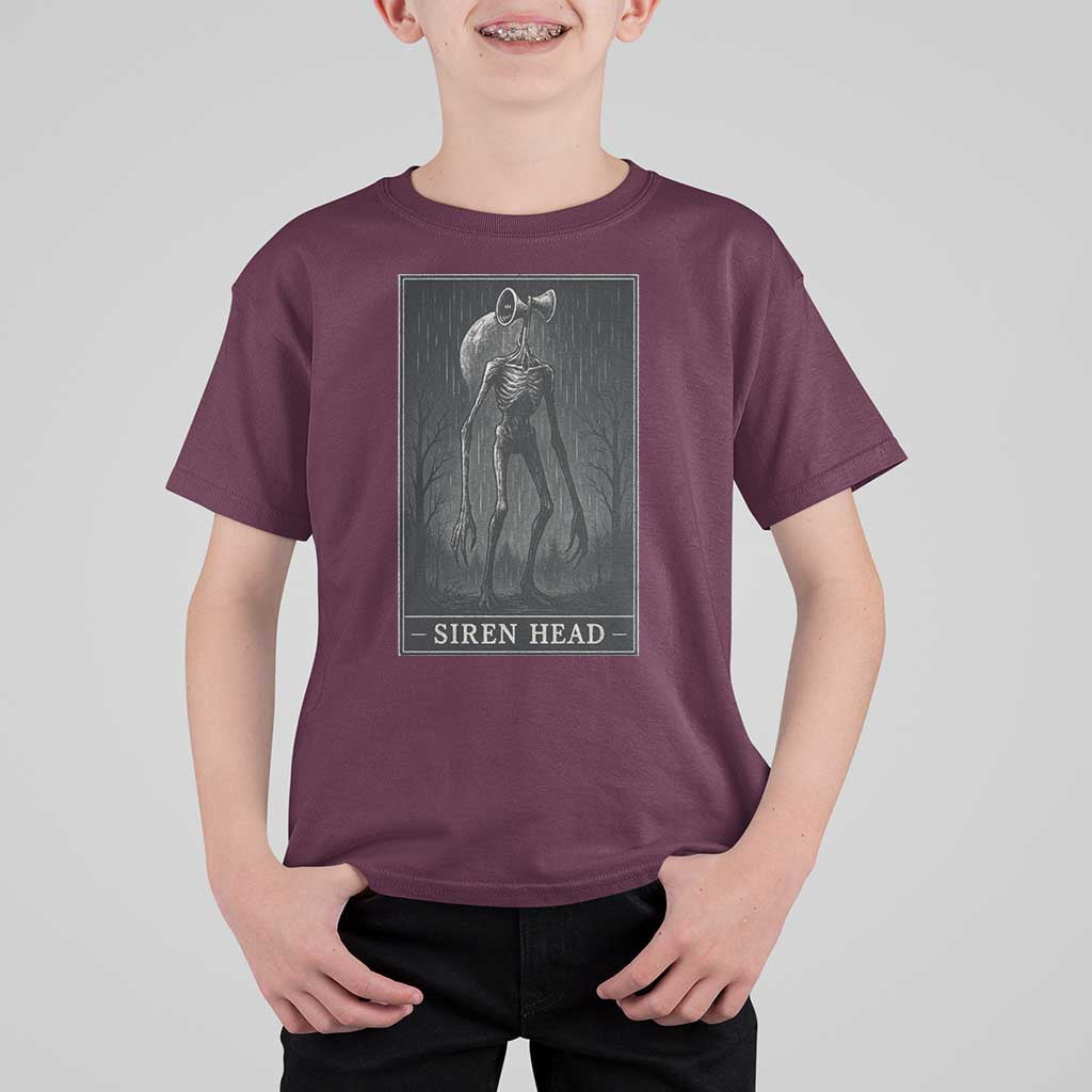 Siren Head T Shirt For Kid Tarot Card Horror American Cryptid - Wonder Print Shop