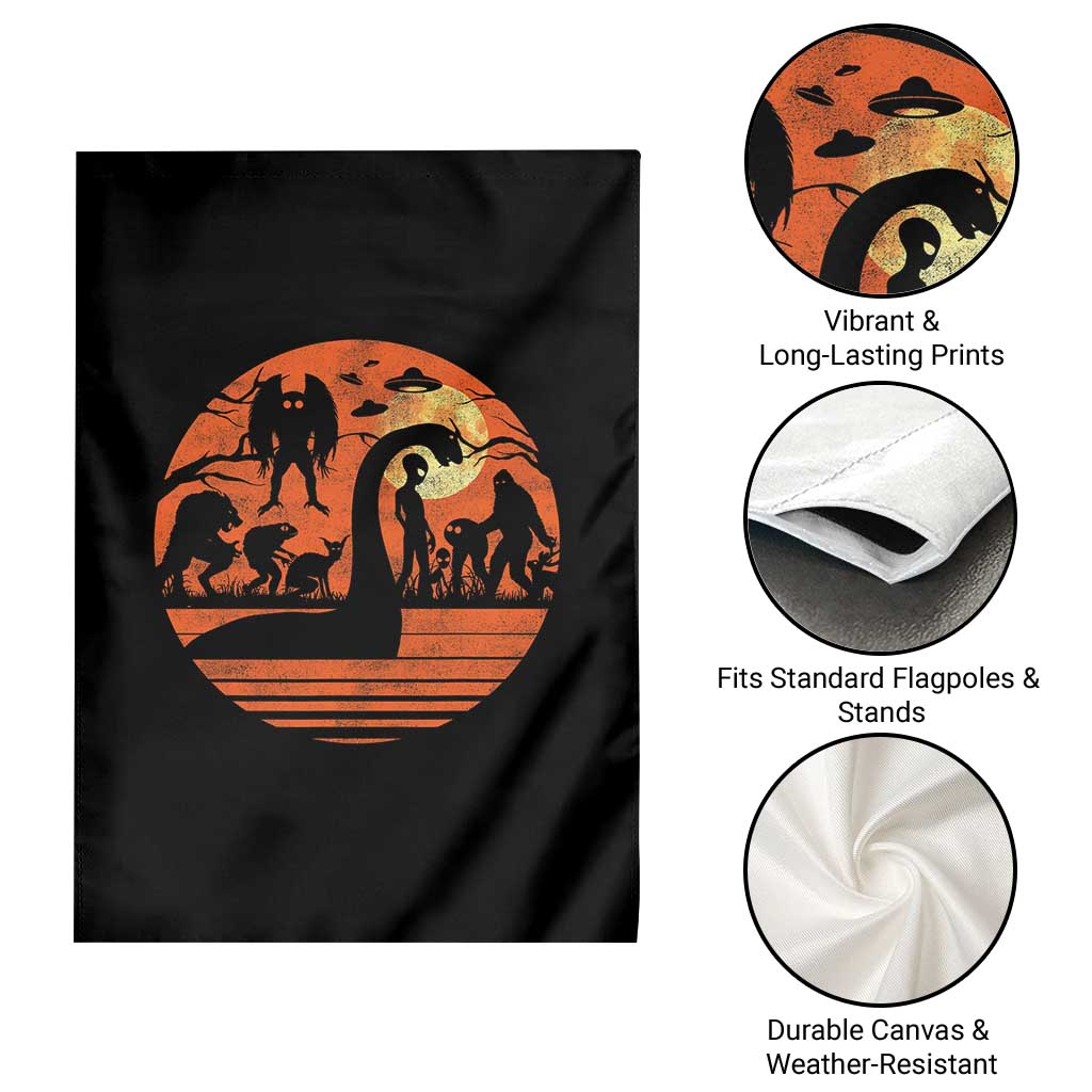 Cryptid Monsters Garden Flag Bigfoot Loch Ness Monster Mothman Aliens Weirdcore Folk Horror