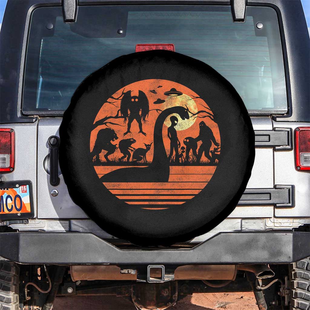 Cryptid Monsters Spare Tire Cover Bigfoot Loch Ness Monster Mothman Aliens Weirdcore Folk Horror