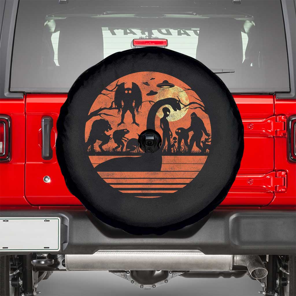 Cryptid Monsters Spare Tire Cover Bigfoot Loch Ness Monster Mothman Aliens Weirdcore Folk Horror