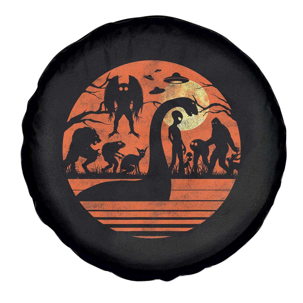 Cryptid Monsters Spare Tire Cover Bigfoot Loch Ness Monster Mothman Aliens Weirdcore Folk Horror