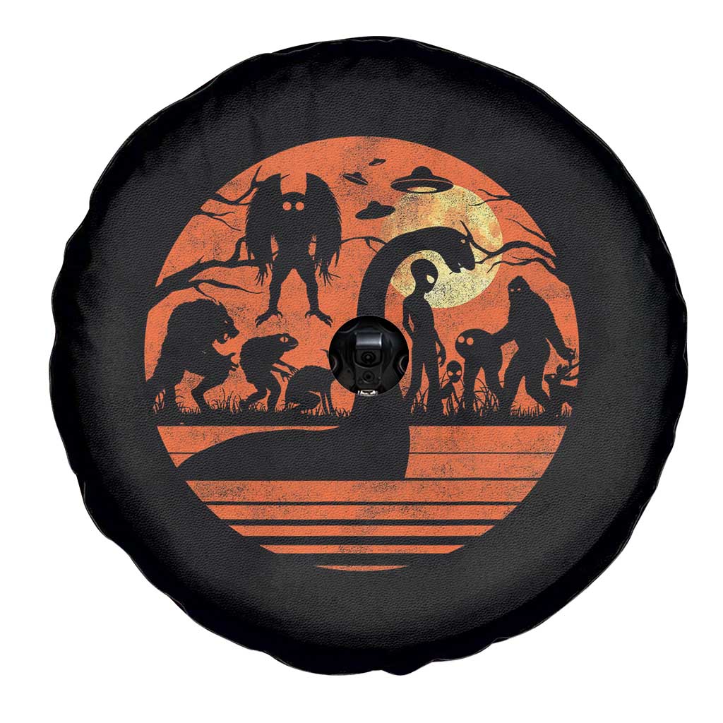 Cryptid Monsters Spare Tire Cover Bigfoot Loch Ness Monster Mothman Aliens Weirdcore Folk Horror