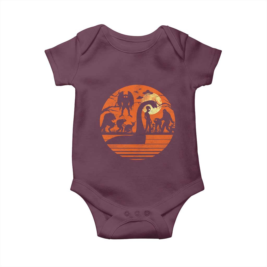 Cryptid Monsters Baby Onesie Bigfoot Loch Ness Monster Mothman Aliens Weirdcore Folk Horror