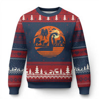 Cryptid Monsters Ugly Christmas Sweater Bigfoot Loch Ness Monster Mothman Aliens Weirdcore Folk Horror