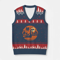 Cryptid Monsters V-Neck Knit Sweater Vest Bigfoot Loch Ness Monster Mothman Aliens Weirdcore Folk Horror