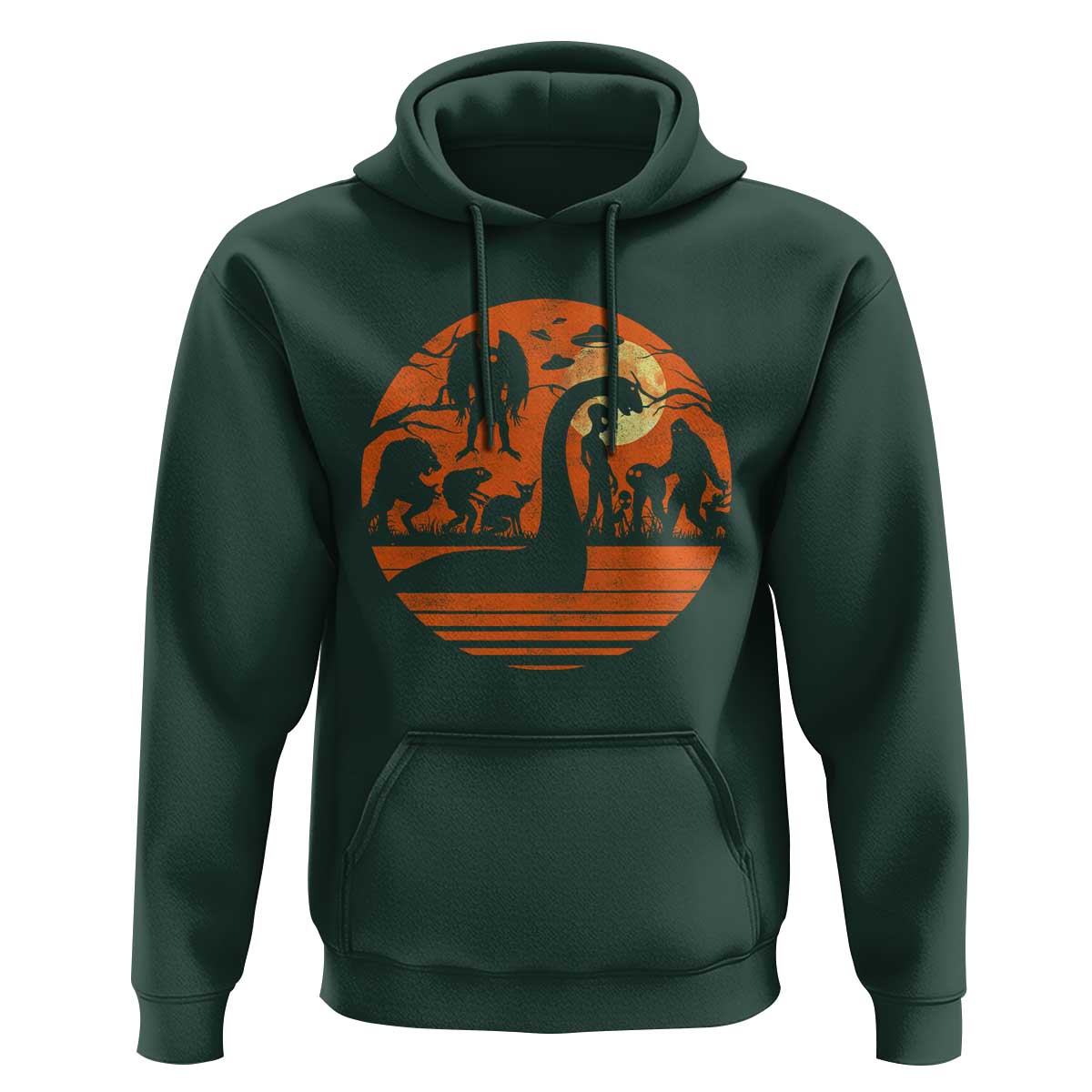 Cryptid Monsters Hoodie Bigfoot Loch Ness Monster Mothman Aliens Weirdcore Folk Horror