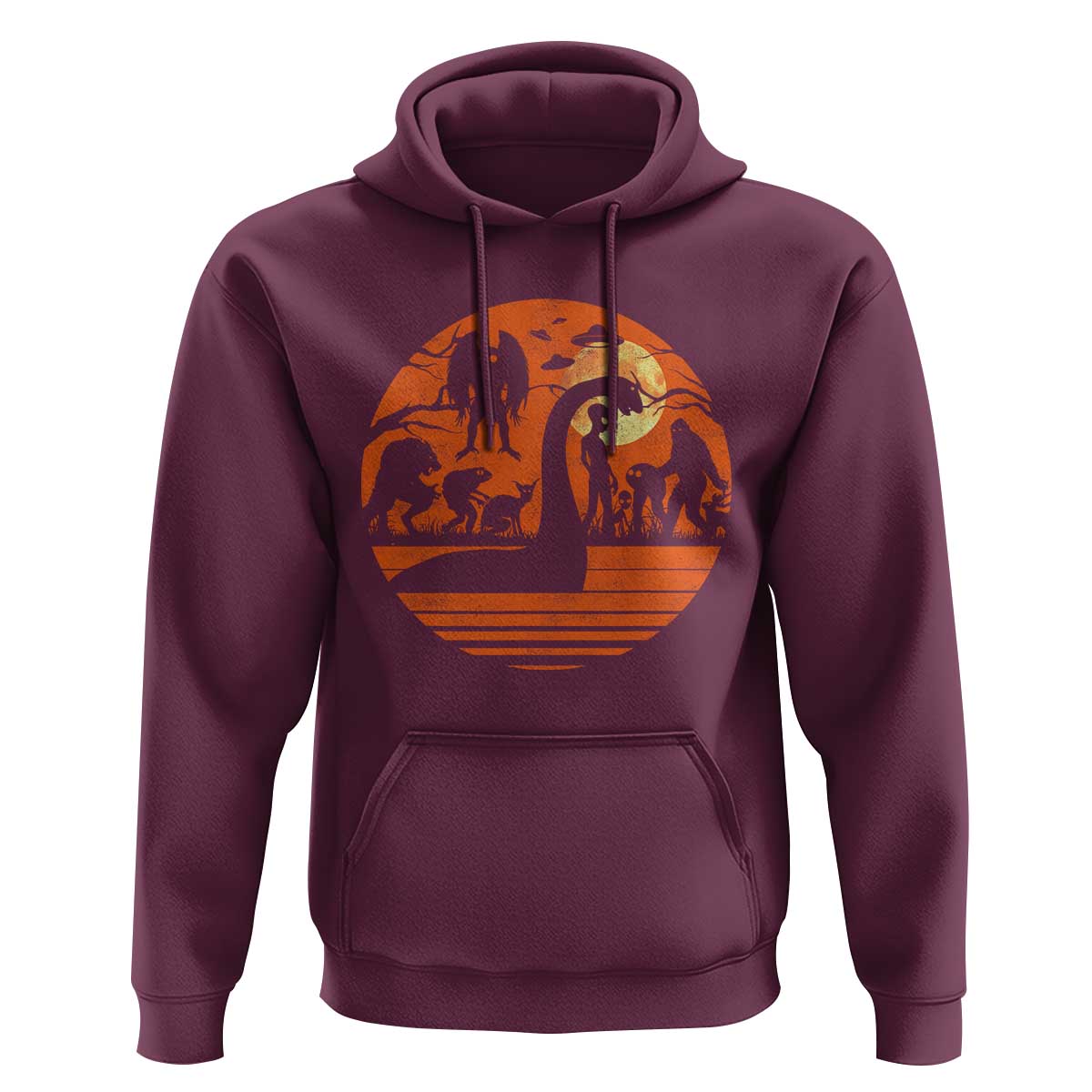Cryptid Monsters Hoodie Bigfoot Loch Ness Monster Mothman Aliens Weirdcore Folk Horror