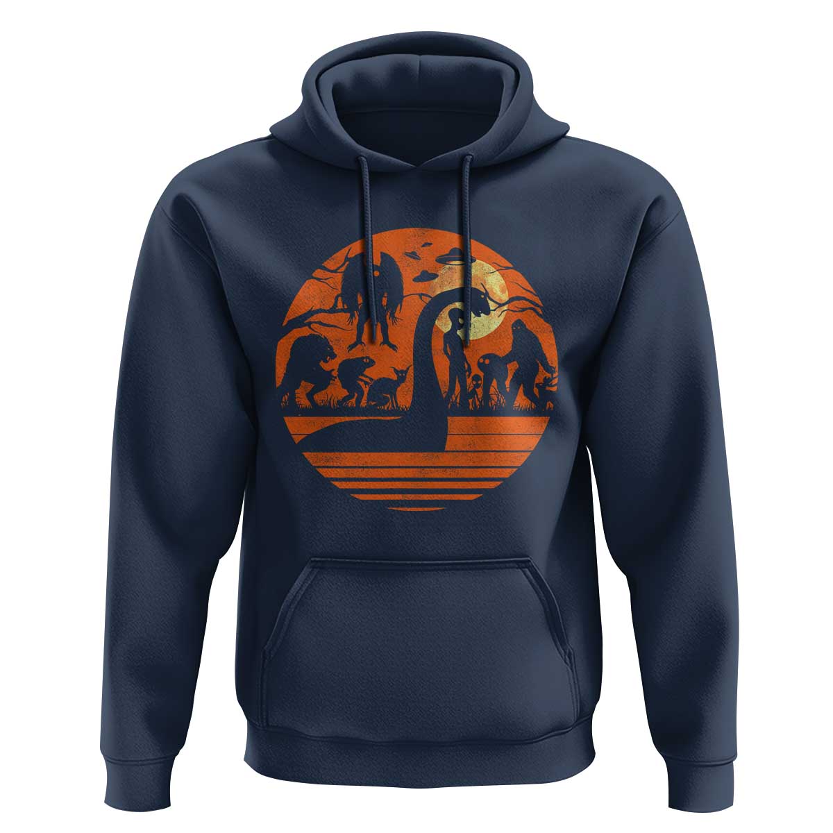 Cryptid Monsters Hoodie Bigfoot Loch Ness Monster Mothman Aliens Weirdcore Folk Horror