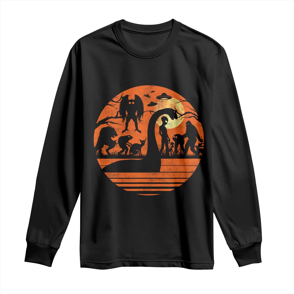 Cryptid Monsters Long Sleeve Shirt Bigfoot Loch Ness Monster Mothman Aliens Weirdcore Folk Horror