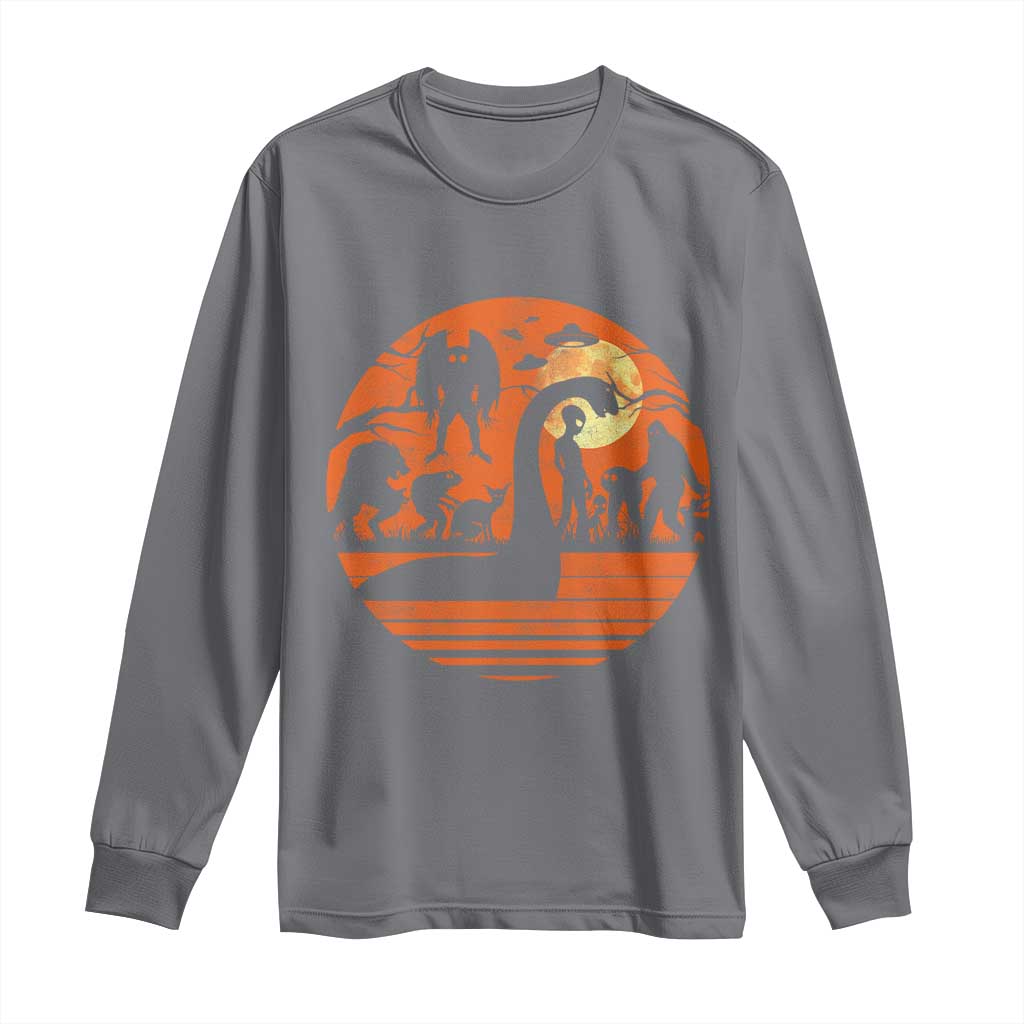 Cryptid Monsters Long Sleeve Shirt Bigfoot Loch Ness Monster Mothman Aliens Weirdcore Folk Horror