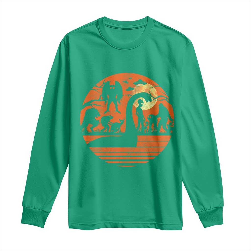 Cryptid Monsters Long Sleeve Shirt Bigfoot Loch Ness Monster Mothman Aliens Weirdcore Folk Horror