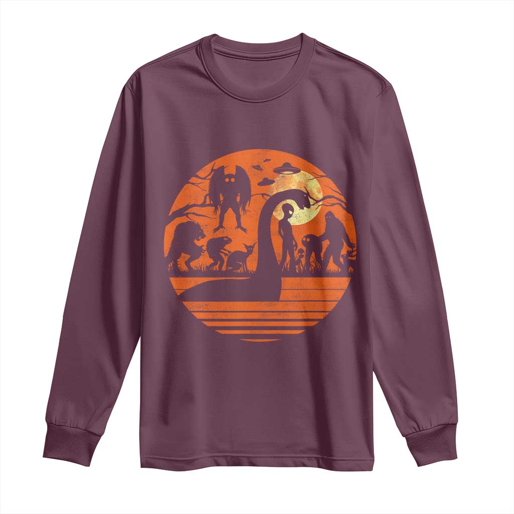 Cryptid Monsters Long Sleeve Shirt Bigfoot Loch Ness Monster Mothman Aliens Weirdcore Folk Horror