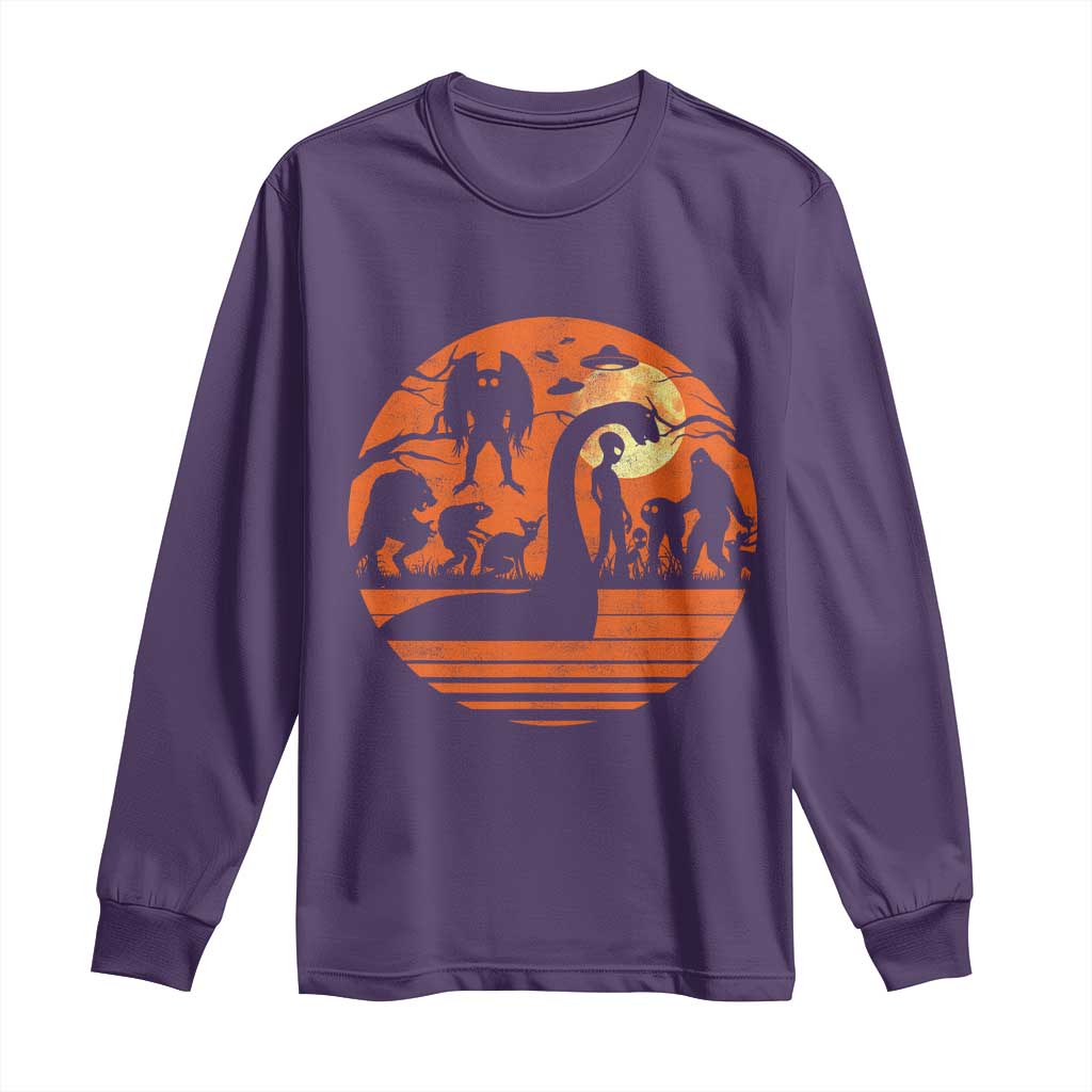 Cryptid Monsters Long Sleeve Shirt Bigfoot Loch Ness Monster Mothman Aliens Weirdcore Folk Horror