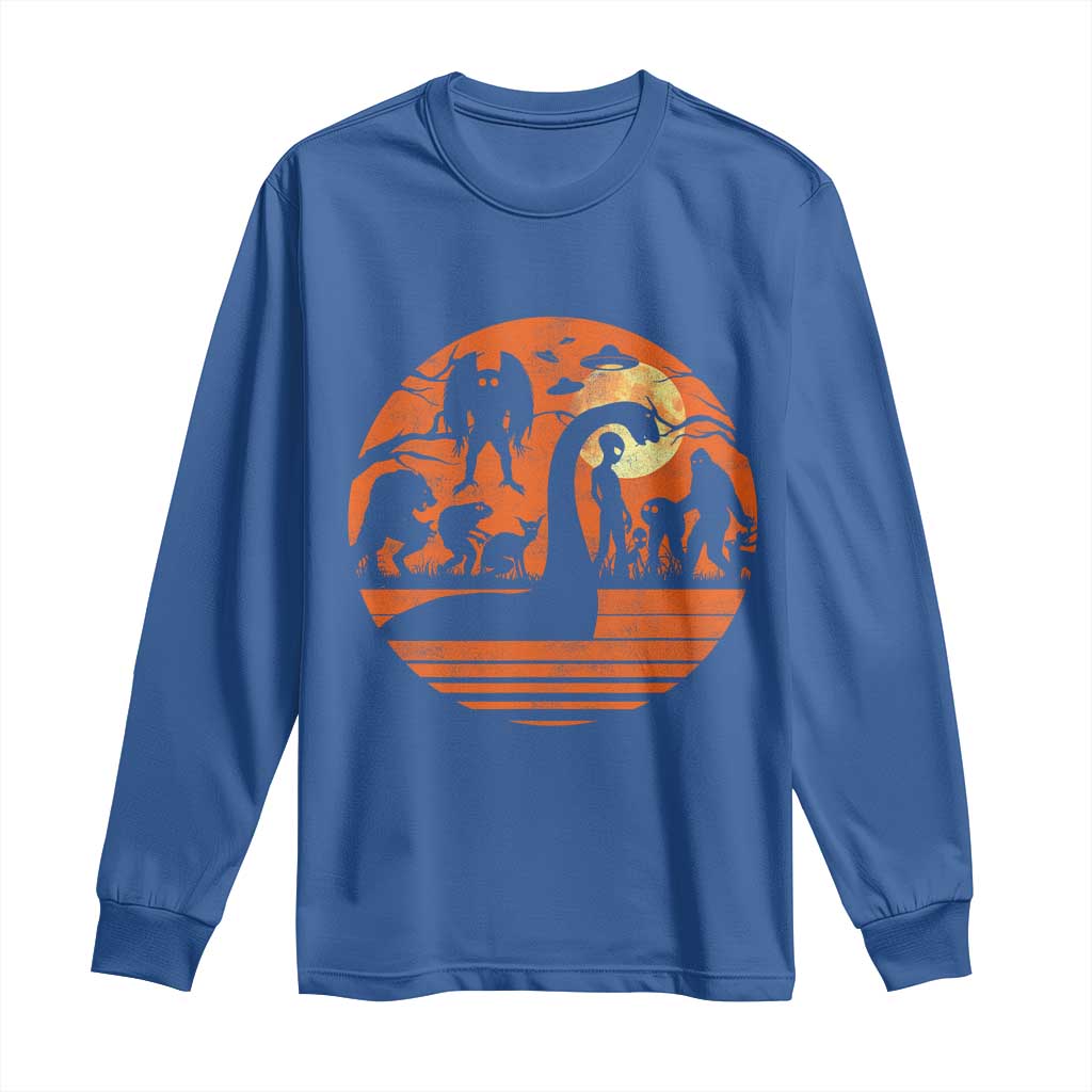 Cryptid Monsters Long Sleeve Shirt Bigfoot Loch Ness Monster Mothman Aliens Weirdcore Folk Horror