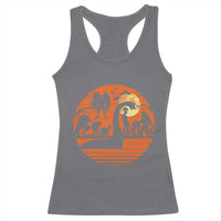 Cryptid Monsters Racerback Tank Top Bigfoot Loch Ness Monster Mothman Aliens Weirdcore Folk Horror