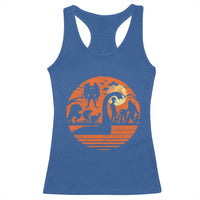 Cryptid Monsters Racerback Tank Top Bigfoot Loch Ness Monster Mothman Aliens Weirdcore Folk Horror