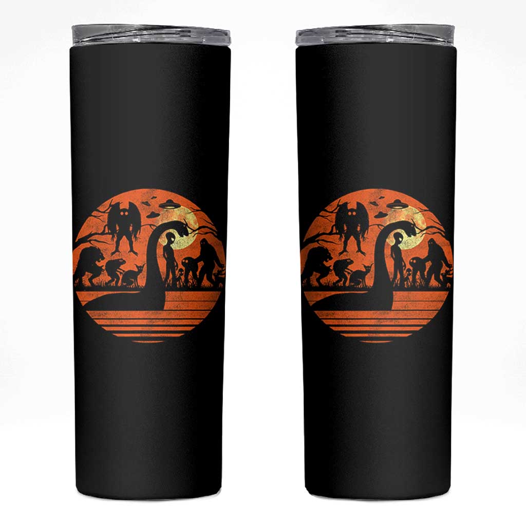 Cryptid Monsters Skinny Tumbler Bigfoot Loch Ness Monster Mothman Aliens Weirdcore Folk Horror