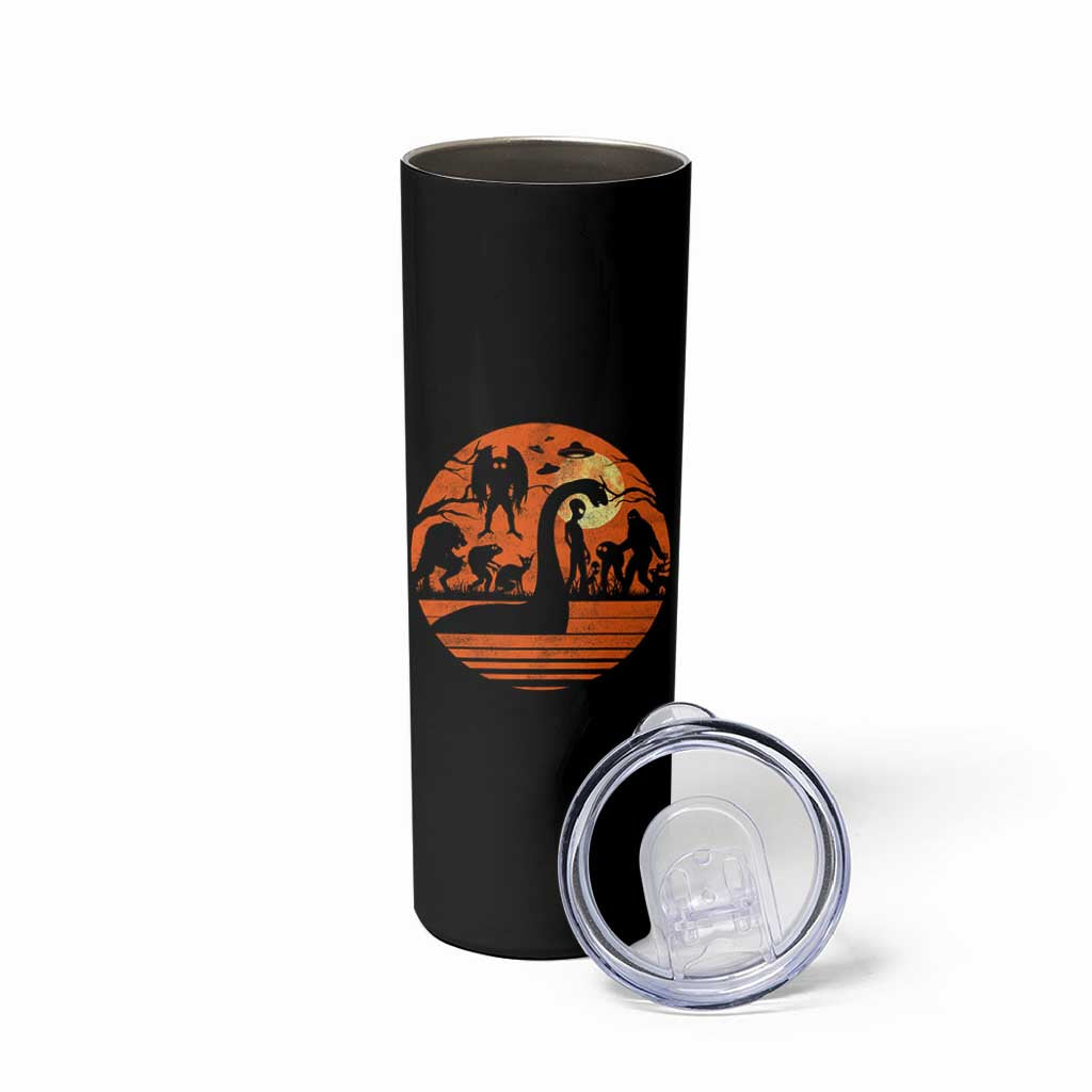 Cryptid Monsters Skinny Tumbler Bigfoot Loch Ness Monster Mothman Aliens Weirdcore Folk Horror