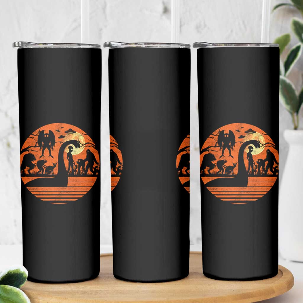 Cryptid Monsters Skinny Tumbler Bigfoot Loch Ness Monster Mothman Aliens Weirdcore Folk Horror